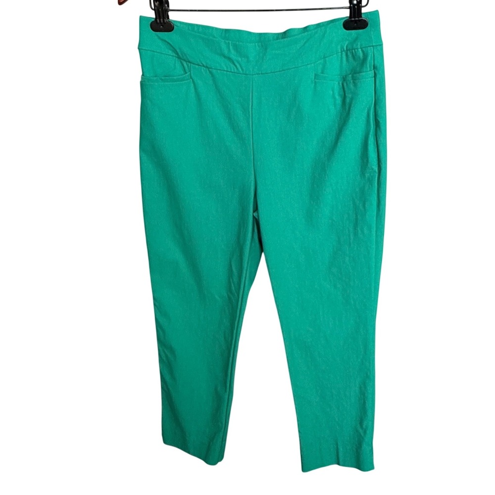 Chico's Brigitte Slim Ankle Pants Kelly Green Pull On Stretch Sz 1 US 8 Cropped - Picture 2 of 12